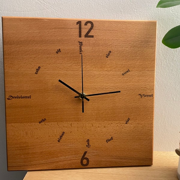 Wanduhr Holz Buche handgefertigt geräuschlos Deko Geschenk