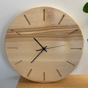 Wall clock wood ash round