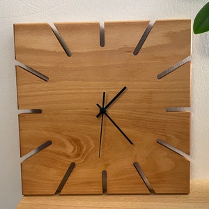 Wall clock wood beech square