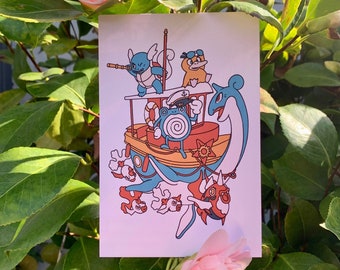 Travel Card High Seas Lapras Boat Postcard