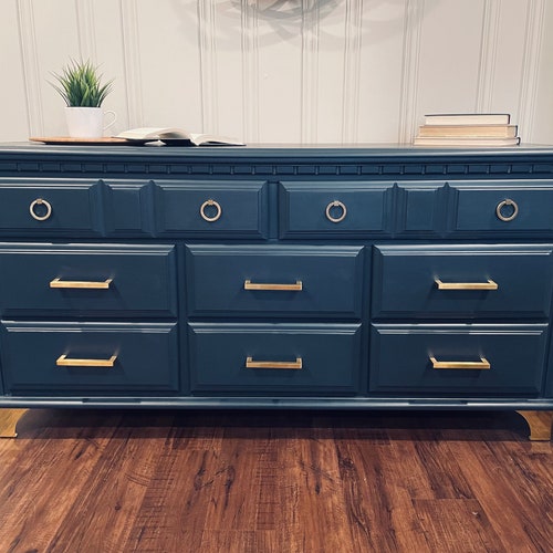 Purchase Refinished Navy Blue And Gold, Navy Blue Gold Dresser