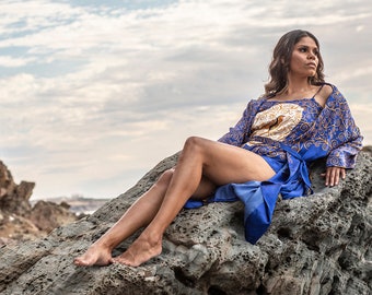 Silk Dreams luxury playsuit in Australiana Print
