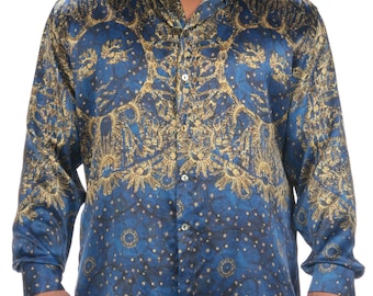 Men's Mulberry Silk Dinner Shirt: Universe of Stars Print - Made in Australia