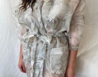 Silk Dreams® Bridal Boudoir Collection PURE SILK Organza Kimono ROBE
