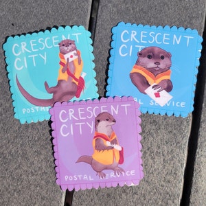 Crescent City Messenger Otter timbro postale adesivo Set di 3, adesivo Sarah J Maas, Crescent City Book Merch