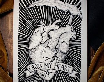 10x7 Cross My Heart Art Print