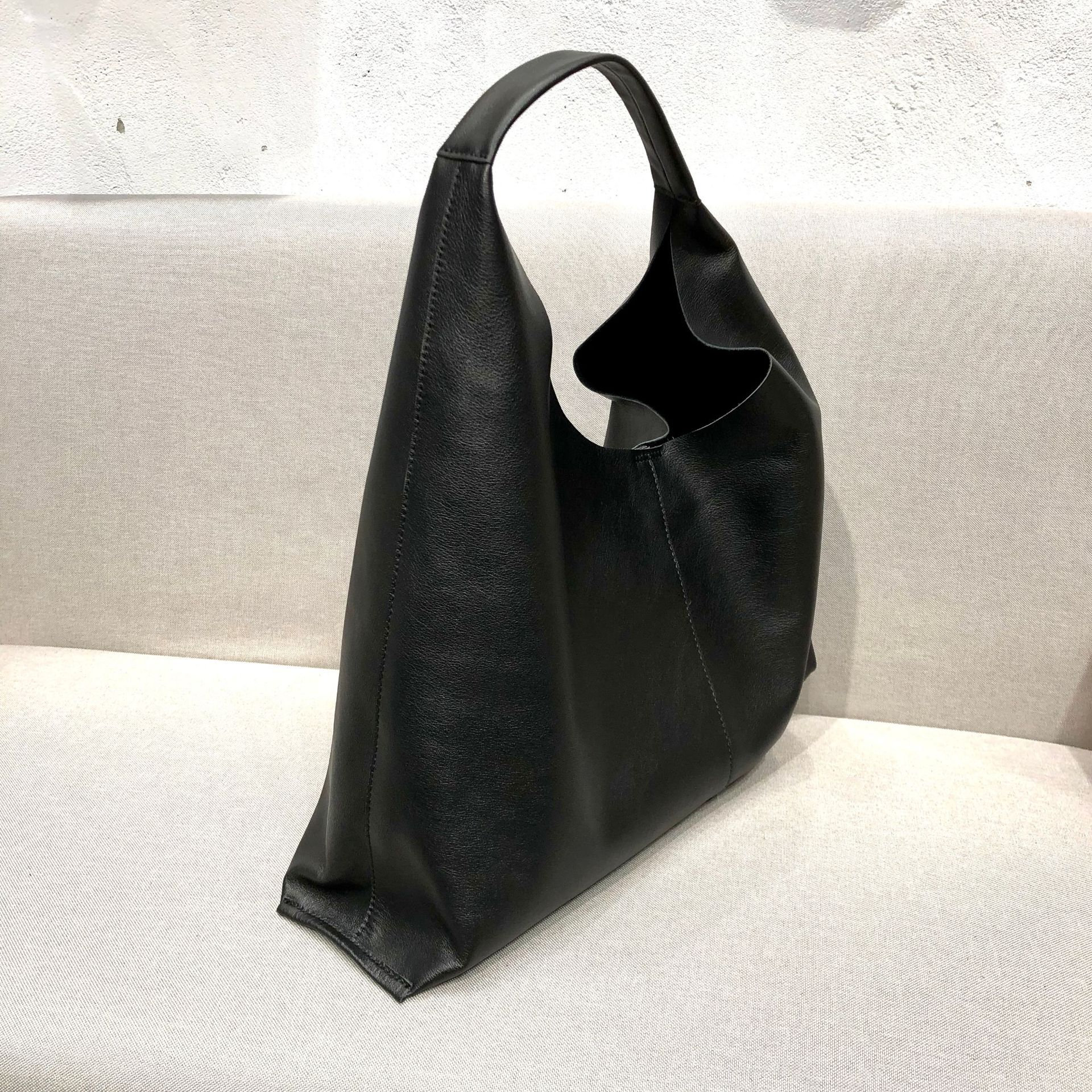 Black Leather Underarm Bag Large Tote Bag Genuine Leather Etsy.de