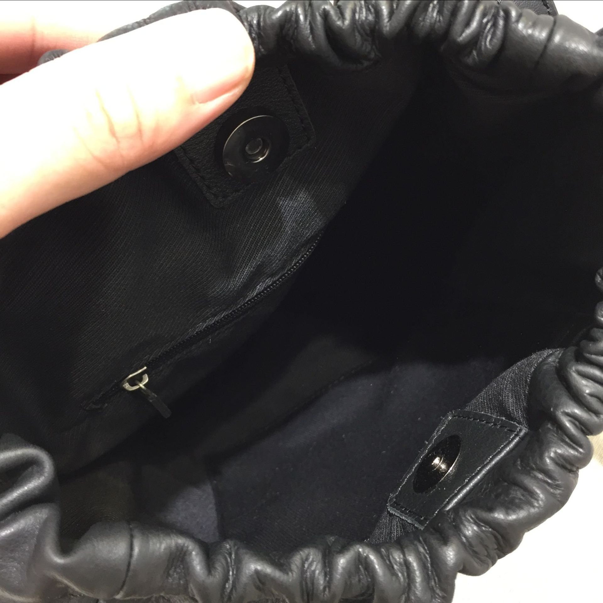 Minimalist Leather Underarm Bag Black Leather Bucket Bag Etsy