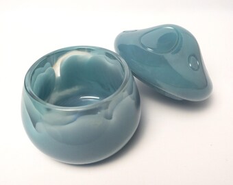 Resin spring time mushroom jar - mushy stash jar with lid/blue