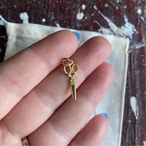 Raw brass scissors charm/scissors charm/tiny sewing charms