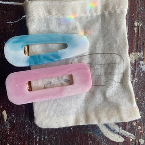 Resin Hair Clip Set of 2/marbled colorful hair clips - Cotton Candy