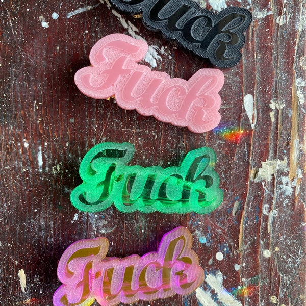 Hair clip handmade resin swear word hair clip/curse word clippie - F word