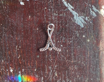 hockey stick charms/silver hockey sticks/charms