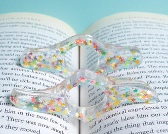 Page holder/book holder/thumb book holder/resin bookmark- Slim- star glitter