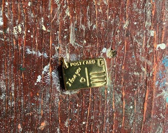 Post card charm/18K gold fill/gold mail charm/small postcard charm