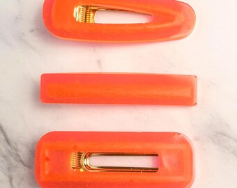 Hair Clip Set of 3 - acid pink