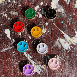 Smiley face charm/happy face charm/gold charm/multicolor