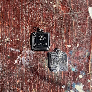 Book of Spells charm/black enamel/book charm/witchy charms/spell book charm