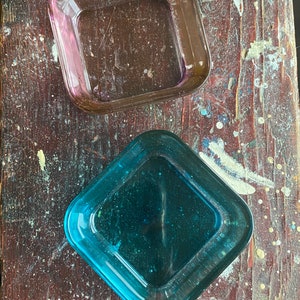 Square resin trinket dish/Hip to be Square Dishy/ Ring Dish/ Catchall- translucent
