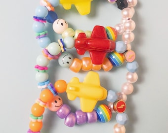 Stretch beaded bracelet/kids bracelet/chunky airplane beads/mini take me with you
