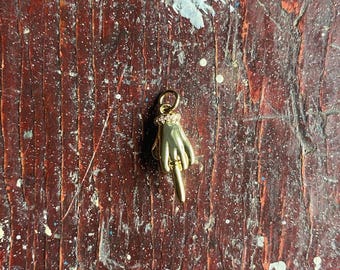 Hand gesture charm/middle finger charm/18K gold fill/CZ/gold hand charm