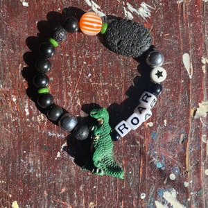 stretch elastic beaded bracelet/ROAR dino bracelet/T-Rex bracelet