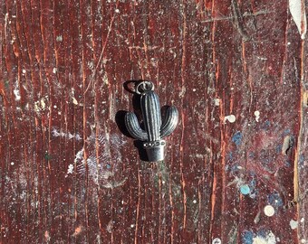 Silver cactus charm/double sided charm/cactus/desert charms/plant charms