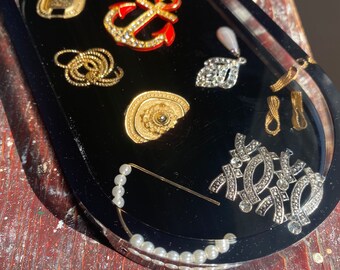 Resin pill tray/bejeweled resin trinket tray/mixed jewels/rhinestone/handmade - Pirates booty