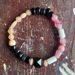 pulsera de cuentas vintage/negro/rosa/beige/cuentas de vidrio vintage - Designer Clutch