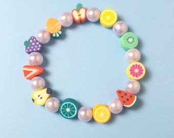 Kids beaded bracelets/fruit salad beaded bracelet/stretch bracelet