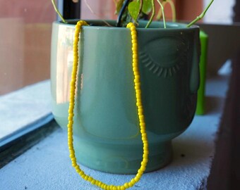 Yellow Seed Bead Necklace | Handmade Minimalist Choker | Everyday Colorful Jewelry