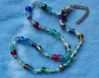 Fluorite Necklace | Gemstone Choker | Colorful Artisan Jewelry