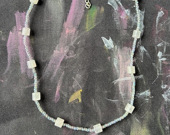 Rosewater Necklace | Handmade Rose Quartz Beaded Choker | One-of-a-Kind Minimalist Gemstone Jewelry