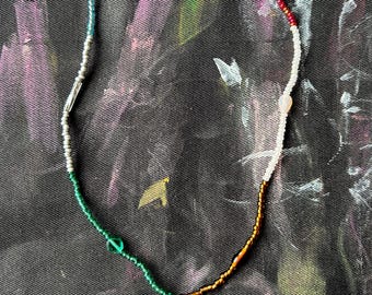 Where the Colors Meet Necklace | One-of-a-Kind Handmade Beaded Necklace | Minimalist Color Block Jewelry | Wearable Art