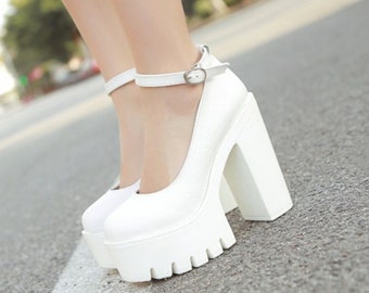 Womens Ladies Ankle Strap Platform Chunky Block Heel Party Sandals Shoes Size 