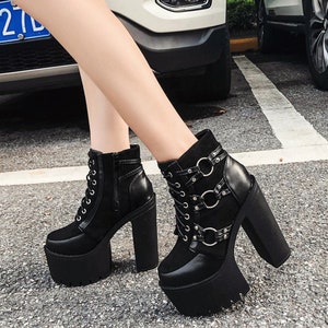 Gothic black platform boots outlet