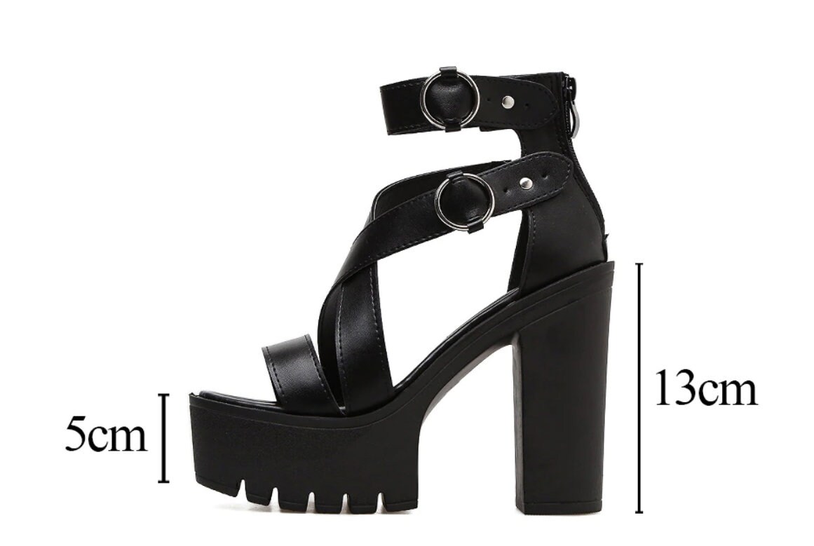 Open Toe Heels Block Chunky Heels Buckle Platform Mary Jane Pumps Sweet  Spring Summer Party Creepers Gothic Punk O Ring -  Canada