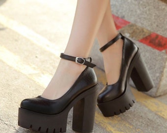 Open Toe Heels Block Chunky Heels Buckle Platform Mary Jane Pumps Sweet  Spring Summer Party Creepers Gothic Punk O Ring -  Canada