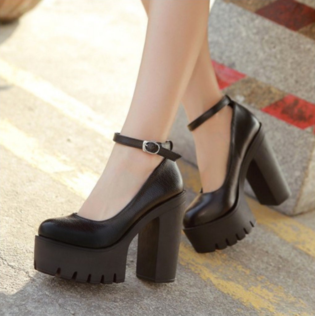 Open Toe Heels Block Chunky Heels Buckle Platform Mary Jane Pumps Sweet  Spring Summer Party Creepers Gothic Punk O Ring -  Canada