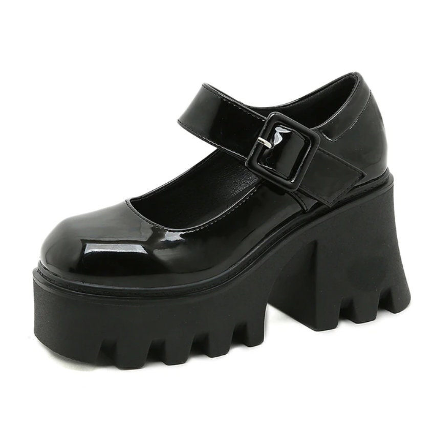 Womens MAYLA platform MaryJane / Black leather | Tops For Shoes