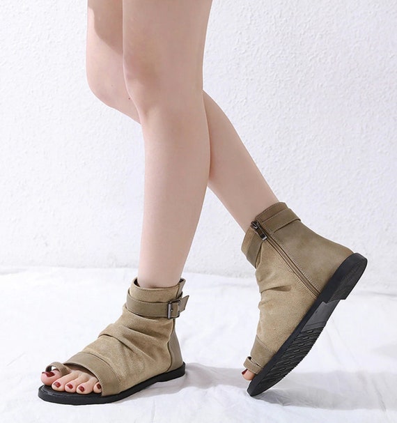 Women's Gladiator Sandals Vintage Aesthetic Flat Open - Etsy