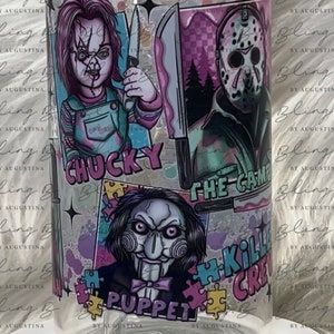 Halloween Horror Squad glass Libby cup, Libby glass tumbler, iced coffee cup, beer can glass cup, 16 oz, smoothie cup