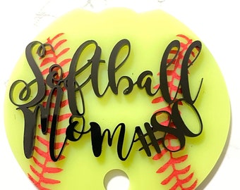 Stanley Topper, Softball Mom Topper,  Tumbler Nameplate, Straw topper