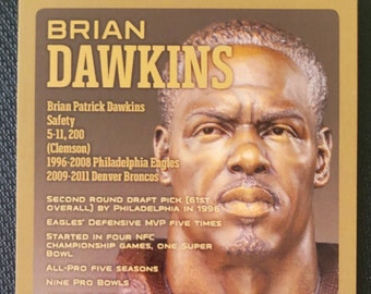 Brian Dawkins Signed Class of 2018 Pro Football Hall of Fame Bust Post Card Limited Edition #29/150 (Football Hall of Fame)-Free Shipping