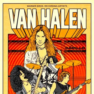 Van Halen &quot;US Invasion &#39;78&quot;  Long Beach Arena July 9,1978 Vintage Concert Poster 9&quot;x12&quot; Reprint Concert Poster on PVC Board -Free Shipping