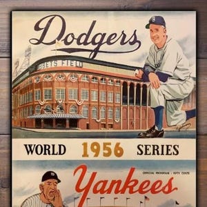 1956 Yankees vs Dodgers World Series Program Cover 8x12 High Quality Metal Indoor/Outdoor Sign (Unframed)- Free Shipping