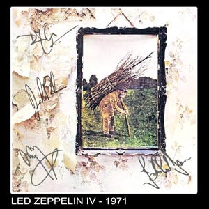 Led Zeppelin &quot;Led Zeppelin IV&quot; 1971 18&quot;x24&quot; Album Cover Poster Reprint with Facsimile Signatures and Album Song List- Free Shipping