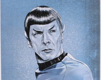 Dr. Spock - "Star Trek" 13" x 19: Artist Tony Santiago Signed Lithograph (PA COA) Free Shipping