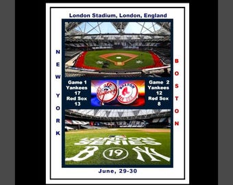New York Yankees vs Boston Red Sox "The London Series" June 29th & 30th 2019 8x10 Matted Single Multi-Photo Collage in a Black Frame