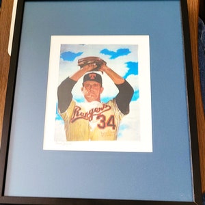 Nolan Ryan Texas Rangers 14.75&quot; H x 11.75&quot; W Framed and Matted Print Signed by Artist Frank Puglia- Free Shipping